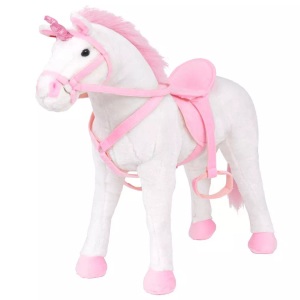 vidaXL, vidaXL Plüschtier Stehend Einhorn Weiß und Rosa XXL, vidaXL Plüschtier Einhorn Stehend Plüsch Weiß und Rosa XXL