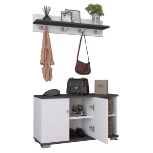 VCM, 2-tlg. Holz Sitzbank Schuhschrank Schuhregal Garderobe Dielenmöbel Gados L 2-tlg. Holz Sitzbank Schuhschrank Schuhregal Garderobe Dielenmöbel Gados L, VCM - 2-tlg. Holz Sitzbank Schuhschrank Schuhregal Garderobe Dielenmöbel Gados L, 90cm, Multicolor