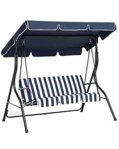 Beliani, Hollywoodschaukel Sonnendach blau/weiss, Beliani - Hollywoodschaukel aus Polyester Retro CHAPLIN, One Size, Nachtblau