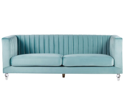 Beliani, Beliani 3-Sitzer Sofa Samtstoff hellblau ARVIKA, Beliani - 3 Sitzer Sofa aus Samtstoff Glamourös ARVIKA, One Size, Hellblau