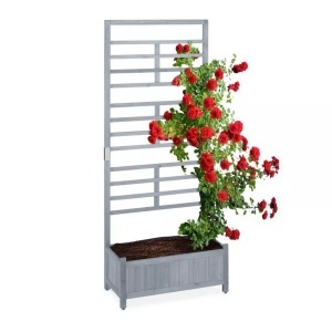 B2X, B2X - Pflanzkasten mit Spalierwand in Grau, 80cm, B2X - Pflanzkasten mit Spalierwand in Grau, 80cm