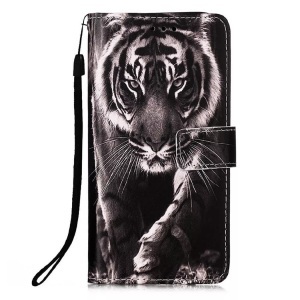 Cover-Discount, iPhone 15 Pro Max - Leder Etui Hülle Tiger, Cover-Discount - iPhone 15 Pro Max Handyhülle Motiv, Weiss