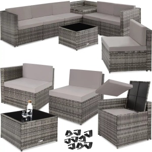 TecTake, Rattan Lounge Verona Rattan Lounge Verona, Tectake - Rattan Lounge Verona, One Size, Grau