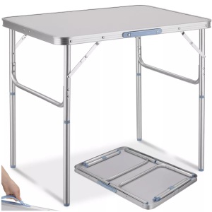 TecTake, Camping Klapptisch Aus Aluminium 75x55x60cm Unisex Grau 60 cm, Tectake - Camping Klapptisch aus Aluminium 75x55x68cm, 60 cm, Grau