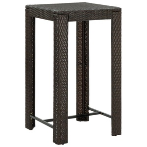 vidaXL, vidaXL Garten-Bartisch Braun 60,5x60,5x110,5 cm Poly Rattan