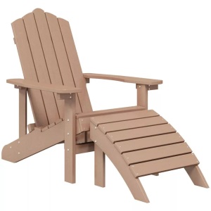 vidaXL, vidaXL Adirondack-Gartenstuhl mit Fußstütze HDPE Braun, vidaXL Adirondack-Gartenstuhl mit Fußteil HDPE Braun