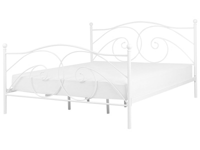 Beliani, Beliani Metallbett weiss Lattenrost 180 x 200 cm DINARD, Beliani - Bett mit Lattenrost aus Stahl DINARD, 180x200 cm, Weiss Bunt