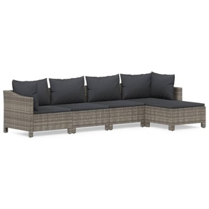 vidaXL, vidaXL 5-tlg. Garten-Lounge-Set mit Kissen Grau Poly Rattan
