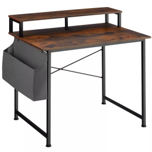 TecTake, Schreibtisch mit Ablage und Stofftasche Schreibtisch mit Ablage und Stofftasche, Tectake - Schreibtisch mit Ablage und Stofftasche, 120cm, Braun Medium