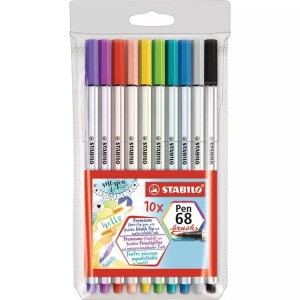 Stabilo, STABILO - Fasermaler mit Pinselspitze Pen 68 brush - 10er Etui, Premium-Filzstift STABILO® Pen 68 brush 10er-Pack