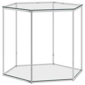 vidaXL, vidaXL Couchtisch Silbern 60x53x50 cm Edelstahl und Glas, vidaXL Couchtisch Silbern 60x53x50 cm Edelstahl und Glas