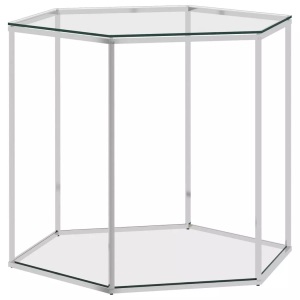 vidaXL, vidaXL Couchtisch Silbern 60x53x50 cm Edelstahl und Glas, vidaXL Couchtisch Silbern 60x53x50 cm Edelstahl und Glas