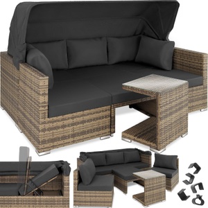 TecTake, Rattan Lounge mit Aluminiumgestell San Marino Rattan Lounge mit Aluminiumgestell San Marino, Tectake - Rattan Lounge mit Aluminiumgestell San Marino, One Size, Beige