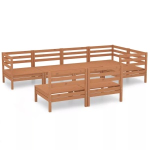 vidaXL, vidaXL 7-tlg. Garten-Lounge-Set Massivholz Kiefer Honigbraun