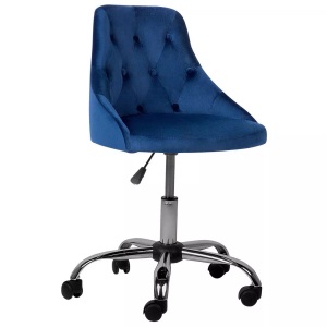 Beliani, Beliani Arbeitshocker mit Rollen kobaltblau Samtstoff PARRISH, Beliani - Bürostuhl aus Samtstoff Glamourös PARRISH, One Size, Dunkelblau