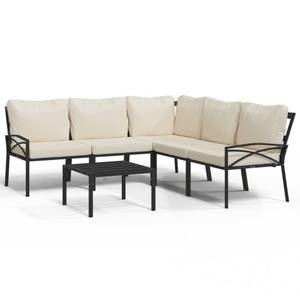 vidaXL, vidaXL 6-tlg. Garten-Lounge-Set mit Sandfarbigen Kissen Stahl, vidaXL 6-tlg. Garten-Lounge-Set mit Sandfarbigen Kissen Stahl