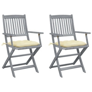 vidaXL, vidaXL Klappbare Gartenstühle 2 Stk. mit Kissen Massivholz Akazie