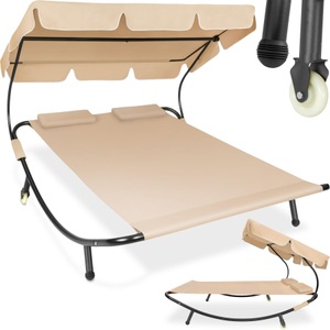 TecTake, Gartenliege für 2 Personen Gartenliege für 2 Personen, Tectake - Gartenliege stufenlos verstellbares Sonnendach, One Size, Schwarz Leicht
