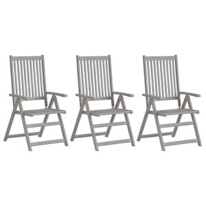vidaXL, vidaXL Verstellbare Gartenstühle 3 Stk. Grau Massivholz Akazie, 