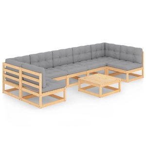 vidaXL, vidaXL 8-tlg. Garten-Lounge-Set mit Kissen Massivholz Kiefer, vidaXL 8-tlg. Garten-Lounge-Set mit Kissen Massivholz Kiefer