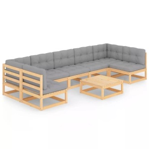 vidaXL, vidaXL 8-tlg. Garten-Lounge-Set mit Kissen Massivholz Kiefer, vidaXL 8-tlg. Garten-Lounge-Set mit Kissen Massivholz Kiefer