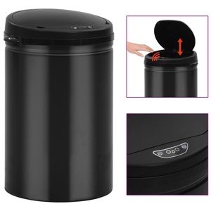 vidaXL, vidaXL Automatischer Sensor-Mülleimer 30 L Kohlenstoffstahl Schwarz