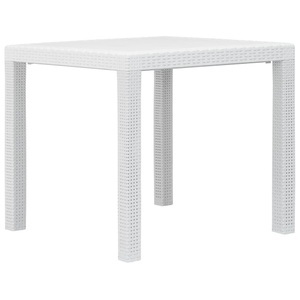 Diverse Hardware, Gartentisch Weiss 79 x 79 x 72 cm Kunststoff Rattan-Optik, vidaXL Gartentisch Weiß 79x79x72 cm Kunststoff Rattan-Optik