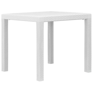 Diverse Hardware, Gartentisch Weiss 79 x 79 x 72 cm Kunststoff Rattan-Optik, vidaXL Gartentisch Weiß 79x79x72 cm Kunststoff Rattan-Optik