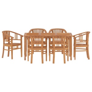 vidaXL, vidaXL 7-tlg. Garten-Essgruppe Massivholz Teak, vidaXL 7-tlg. Garten-Essgruppe Massivholz Teak
