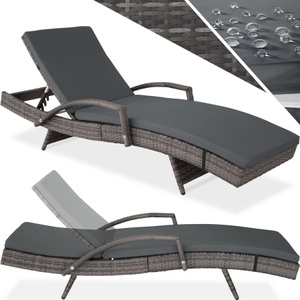 TecTake, Rattan Sonnenliege Océane Rattan Sonnenliege Océane, Tectake - Aluminium Rattan Sonnenliege Océane, One Size, Grau