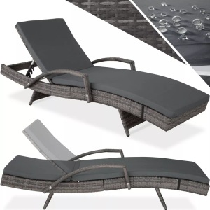 TecTake, Rattan Sonnenliege Océane Rattan Sonnenliege Océane, Tectake - Aluminium Rattan Sonnenliege Océane, One Size, Grau