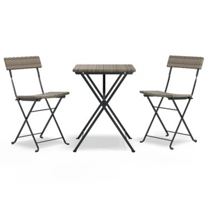 vidaXL, vidaXL 3-tlg. Bistro-Set Klappbar Grau Poly Rattan