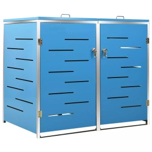 vidaXL, vidaXL Mülltonnenbox für 2 Tonnen 138x77,5x115,5 cm Edelstahl, vidaXL Mülltonnenbox für 2 Tonnen 138x77,5x112,5 cm Edelstahl