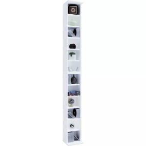 VCM, Holz CD DVD Stand Aufbewahrung Standregal Bücherregal Deko Regal Bigol Holz CD DVD Stand Aufbewahrung Standregal Bücherregal Deko Regal Bigol, VCM - Holzregal stehend | platzsparender CD Schrank für 204 CDs oder 72 DVDs Maße: H. 180 x B. 21 T. 20 cm Elegantes DVD Regal Blu-Ray Regal, One Size, Weiss