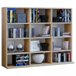 VCM, Holz CD DVD Standregal Bücherregal Medienregal Raumteiler Deko Regal Megosa L Holz CD DVD Standregal Bücherregal Medienregal Raumteiler Deko Regal Megosa L, VCM - Holzregal stehend | platzsparender CD-Schrank für 480 CDs oder 224 DVDs Maße:H. 82 x B. 102 T. 23 cm Elegantes DVD Regal Blu-Ray Regal, One Size, Sonoma-Eiche