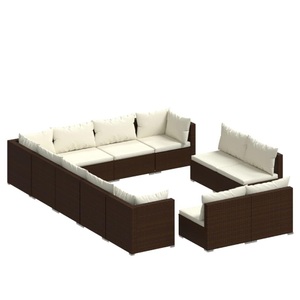 vidaXL, vidaXL 12-tlg. Garten-Lounge-Set mit Kissen Braun Poly Rattan, vidaXL 12-tlg. Garten-Lounge-Set mit Kissen Braun Poly Rattan