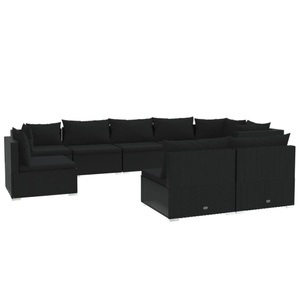vidaXL, vidaXL 9-tlg. Garten-Lounge-Set mit Kissen Poly Rattan Schwarz, 