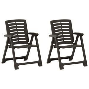 vidaXL, vidaXL Gartenstühle 2 Stk. Kunststoff Anthrazit, vidaXL Gartenstühle 2 Stk. Kunststoff Anthrazit