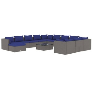 vidaXL, vidaXL 13-tlg. Garten-Lounge-Set mit Kissen Poly Rattan Grau, 