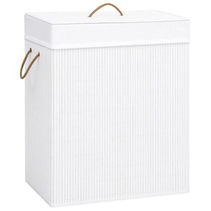 vidaXL, vidaXL Bambus-Wäschekorb Weiß 83 L