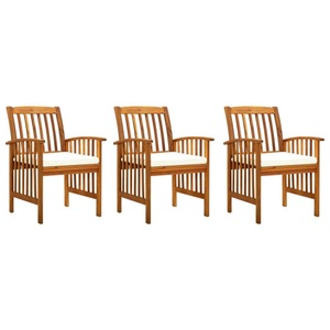 vidaXL, vidaXL Garten-Essstühle 3 Stk. mit Kissen Massivholz Akazie, vidaXL Garten-Essstühle 3 Stk. mit Kissen Massivholz Akazie