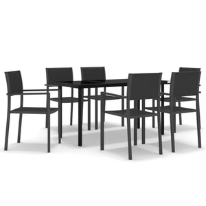 vidaXL, vidaXL 7-tlg. Garten-Essgruppe Schwarz, 