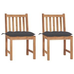vidaXL, vidaXL Gartenstühle 2 Stk. mit Kissen Massivholz Teak
