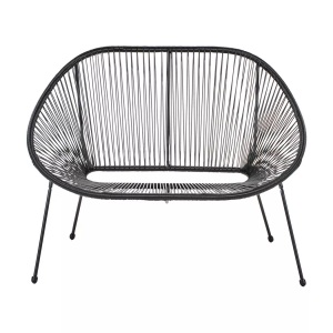 Beliani, Beliani Gartenbank Rattan schwarz 114 cm ACAPULCO, Beliani - Gartenbank aus PE Rattan Boho ACAPULCO II, One Size, Schwarz