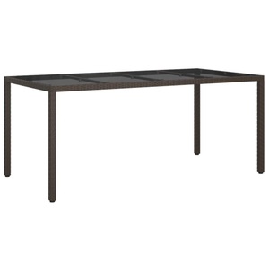 vidaXL, vidaXL Gartentisch Braun 190x90x75 cm Gehärtetes Glas und Poly Rattan