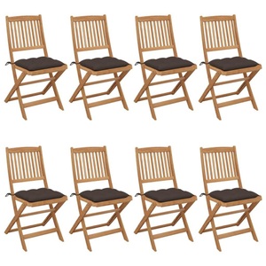 vidaXL, vidaXL Klappbare Gartenstühle 8 Stk. mit Kissen Massivholz Akazie, 
