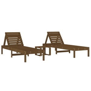 vidaXL, vidaXL Sonnenliegen 2 Stk. mit Tisch Honigbraun Massivholz Kiefer