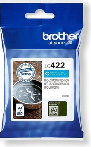 Brother, Brother Tintenpatrone, blau, LC-422C, (550 Seiten), Brother Tintenkartusche LC422C