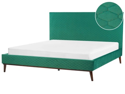 Beliani, Bett mit Lattenrost aus Samtstoff Retro BAYONNE Bett mit Lattenrost aus Samtstoff Retro BAYONNE