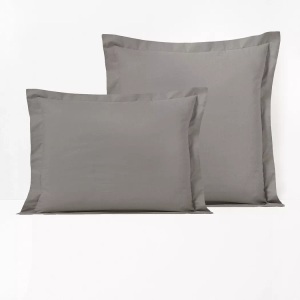 LA REDOUTE INTERIEURS, Unifarbener Kissenbezug aus Baumwolle mit Stehsaum Scenario, La Redoute Intérieurs - Kissenbezug Scenario mit Stehsaum, 63X63CM, Grau
